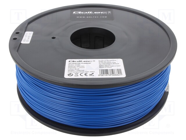 Filament: ABS PRO; 1.75mm; blue; 220÷260°C; 1kg