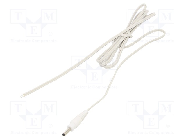 Cable; wires,DC 1,3/3,5 plug; straight; 0.35mm2; white; 1.5m