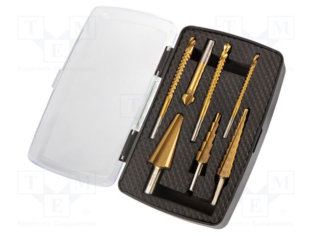 Drill set; high speed steel; Holder: cylindrical; Kit: step drill
