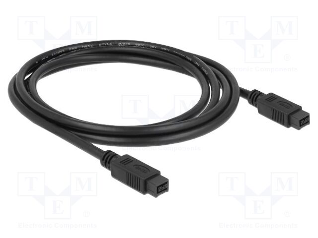 Cable; FireWire 9pin plug,both sides; 2m; black; Øcable: 6mm