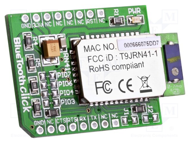 Click board; Bluetooth; UART; RN-41; mikroBUS connector; 3.3VDC