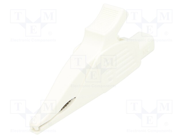 Crocodile clip; 32A; 1kVDC; white; Grip capac: max.30mm