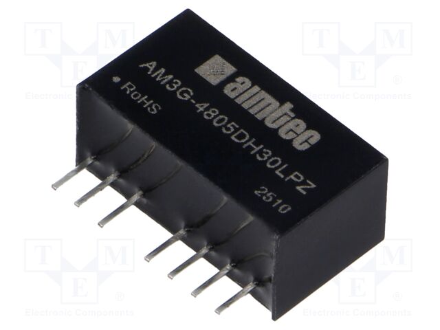 Converter: DC/DC; 3W; Uin: 36÷75V; Uout: 5VDC; Uout2: -5VDC; SIP8; THT