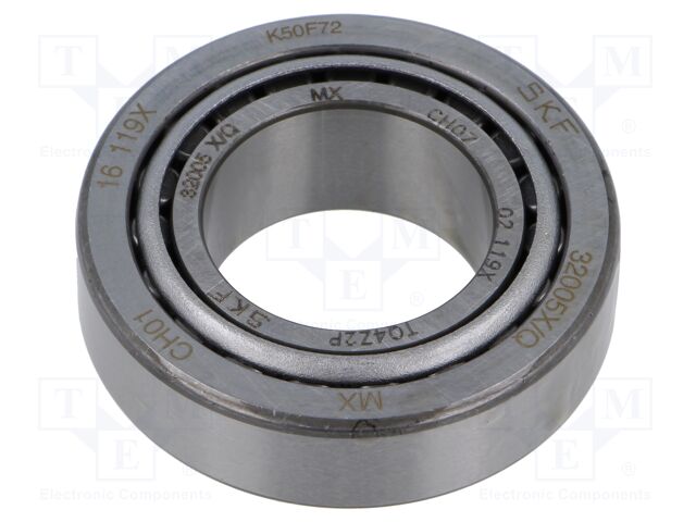 Bearing: tapered roller; Øint: 25mm; Øout: 47mm; W: 15mm; Cage: steel