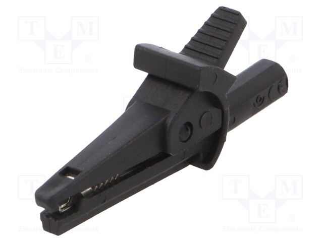 Crocodile clip; 10A; 600VDC; black; Grip capac: max.6mm