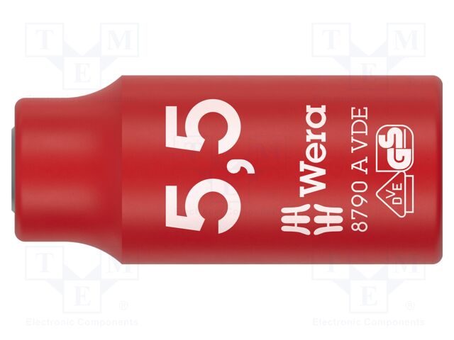 Socket; 6-angles,insulated,socket spanner; HEX 5.5mm; 1/4"