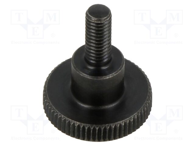 Knob; Ø: 16mm; Ext.thread: M4; 10mm; H: 9.5mm; steel; knurled