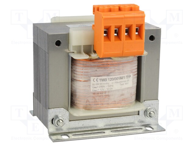 Transformer: mains; 120VA; 230VAC; 12V; Leads: terminal block; IP00