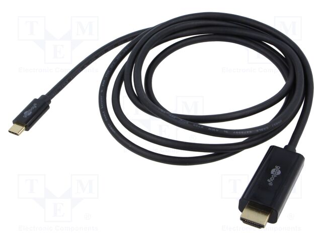 Cable; DisplayPort plug,USB C plug; PVC; 3m; black