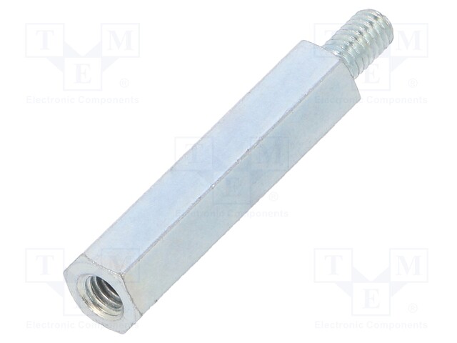 Screwed spacer sleeve; Int.thread: M4; 30mm; Ext.thread: M4; steel