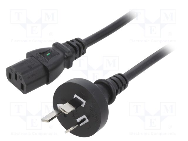 Cable; AS/NZS 3112 (I) plug,IEC C13 female; PVC; 1.8m; black