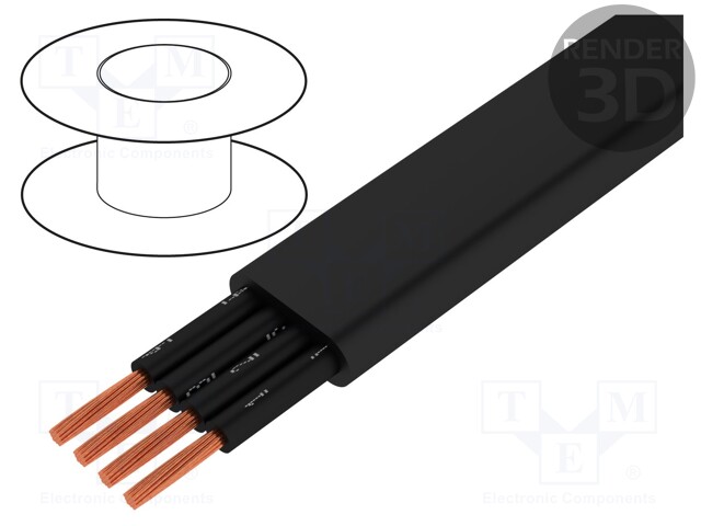 Wire; stranded; Cu; H07VVH6-F; 4x1,5mm2; unshielded; black; PVC