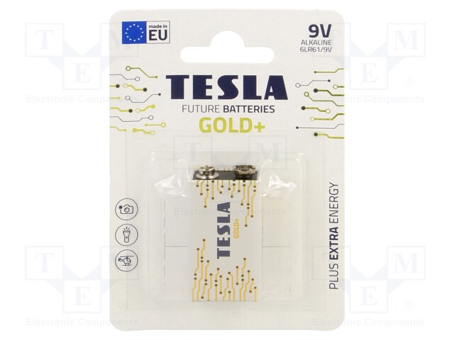 Battery: alkaline; 9V; 6F22; non-rechargeable; 26.5x17.5x48.5mm