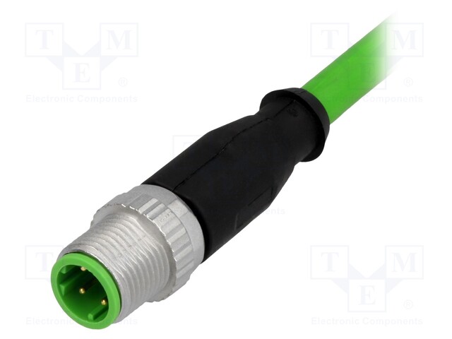 Plug; M12; PIN: 4; male; D code-Ethernet; 1m; Insulation: PVC; cables
