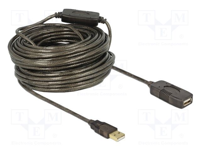 Cable; USB 2.0; USB A socket,USB A plug; 20m; black; 22AWG,26AWG
