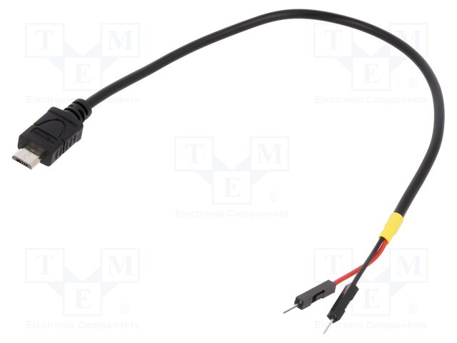 Cable; USB 2.0; USB B micro plug,1pin pin header x2; 0.2m; black