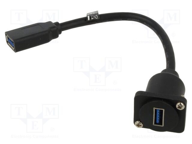 Cable; connection 1: 1; USB A socket,both sides; 0.2m; black