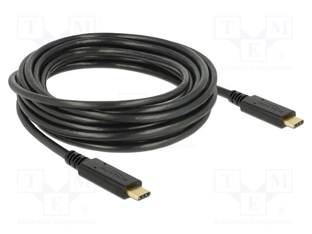 Cable; USB 2.0; USB C plug,both sides; 4m; black; 480Mbps; 5A