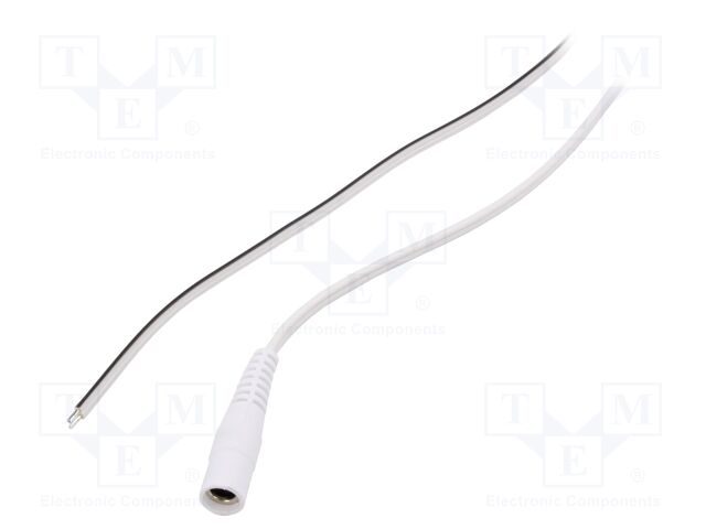 Cable; wires,DC 5,5/2,5 socket; straight; 0.5mm2; white; 5m