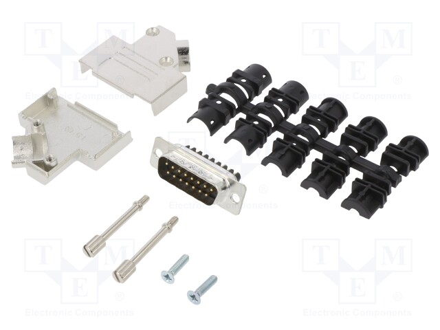 D-Sub; PIN: 15; male; shielded; angled 45°; screw terminal; UNC4-40