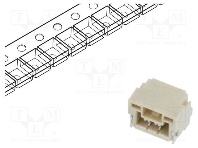 Socket; wire-board; male; 1.25mm; PIN: 2; w/o contacts; on PCBs; 50V
