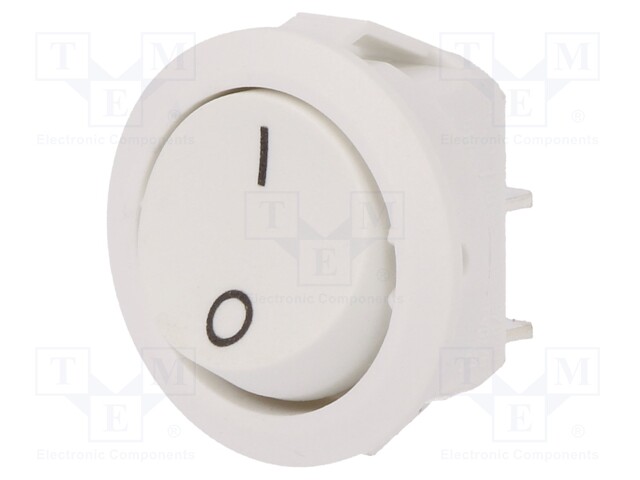 ROCKER; SPST; Pos: 2; OFF-ON; 12A/250VAC; white; IP40; none; 100mΩ