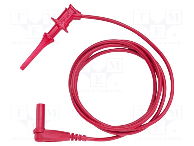 Test lead; 5A; angular banana plug 4mm-hook clip-on; insulated