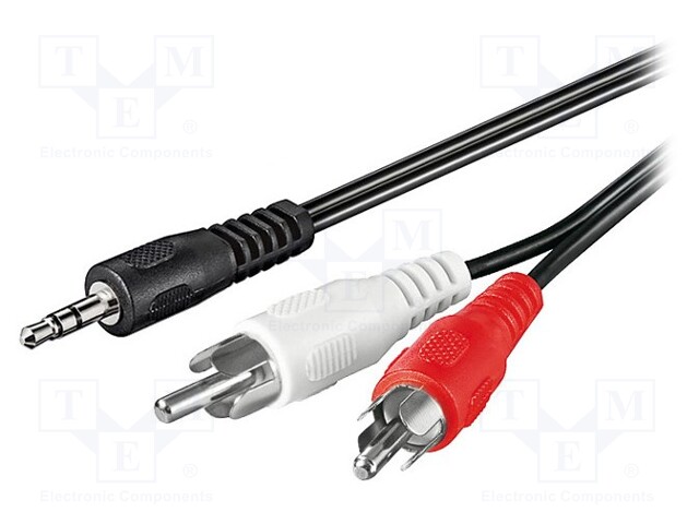 Cable; RCA plug x2,Jack 3.5mm 3pin plug; 1.5m; Colour: black