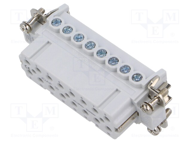 Connector: HDC; contact insert; female; JDA; PIN: 16; 16+PE; 16A
