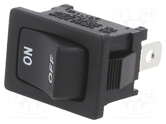 ROCKER; SPST; Pos: 2; OFF-ON; 10A/24VDC; black; none; Rcont max: 50mΩ
