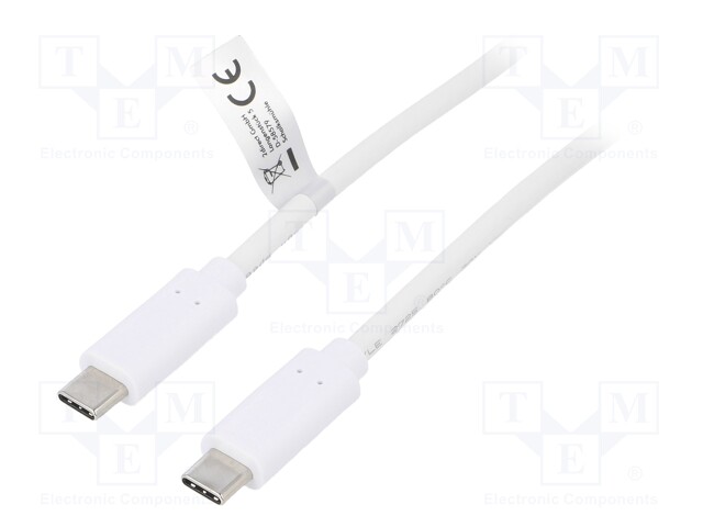 Cable; USB 3.1; both sides,USB C plug; 0.5m; white; 10Gbps