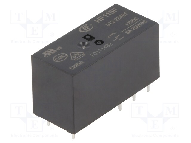 Relay: electromagnetic; DPDT; Ucoil: 12VDC; 8A/250VAC; 8A/24VDC; 8A