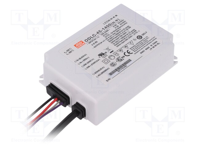 Power supply: switched-mode; LED; 45W; 19÷32VDC; 1400mA; 90÷295VAC