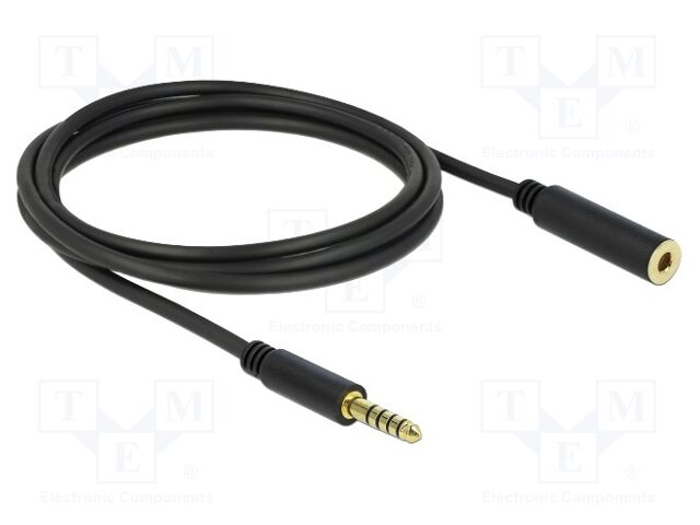 Cable; Jack 4.4mm 5pin socket,Jack 4.4mm 5pin plug; 2m; black