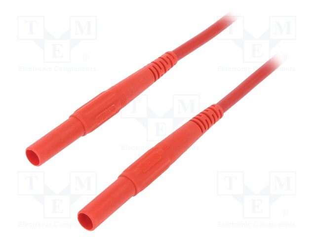 Test lead; silicone; 1m; red; 32A; Plating: nickel plated