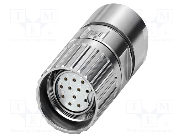 Connector: M23; plug; PIN: 12; soldering; straight; M23 PRO; 8A; 150V