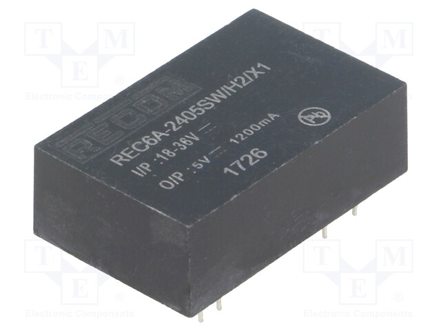 Converter: DC/DC; 6W; Uin: 18÷36V; Uout: 5VDC; Iout: 1.2A; DIP24; 13g