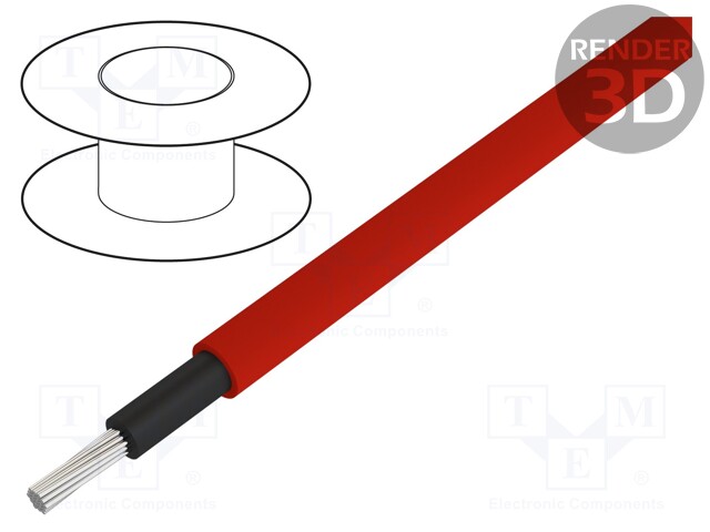 Wire; stranded; Cu; 18AWG; PVC; red; 40kV; 152m; Application: outdoor