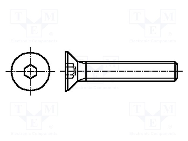 Screw; M6x25; Head: countersunk; hex key; HEX 4mm; stainless steel