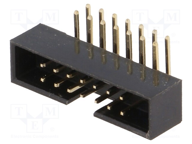 Socket; IDC; male; PIN: 14; angled 90°; THT; gold-plated; 2mm