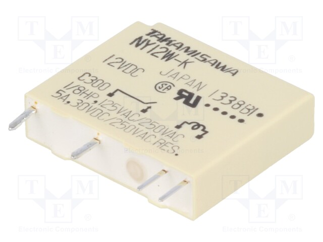 Relay: electromagnetic; SPST-NO; Ucoil: 12VDC; 5A/250VAC; 5A/30VDC