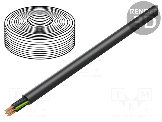 Wire; H07RN-F,TITANEX®; stranded; Cu; 7G1,5mm2; rubber; black
