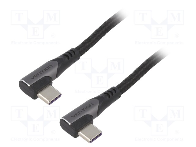 Cable; USB 2.0; USB C angled plug,both sides; 2m; black; 480Mbps
