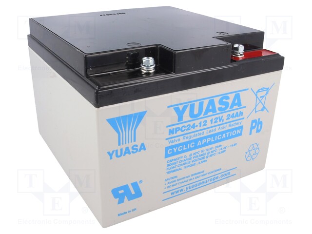 Re-battery: acid-lead; 12V; 24Ah; AGM; maintenance-free