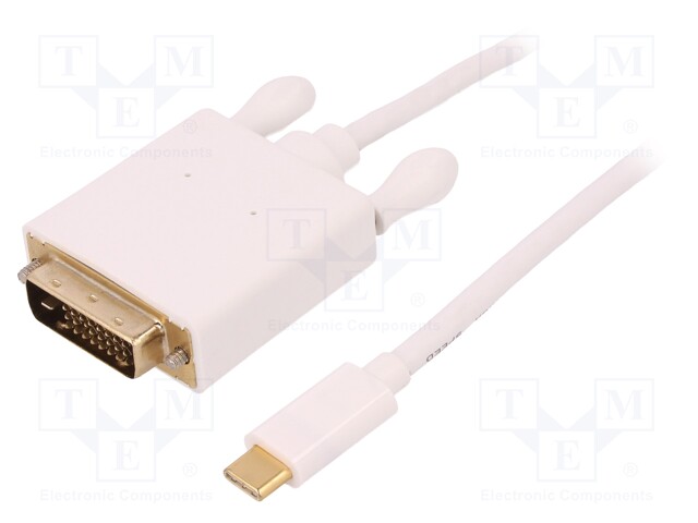 Adapter; USB 3.1; DVI-D (24+1) plug,USB C plug; 2m; Colour: white