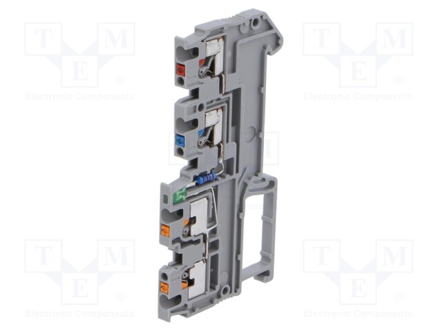 Splice terminal: rail; 0.14÷1.5mm2; ways: 3; terminals: 4; grey