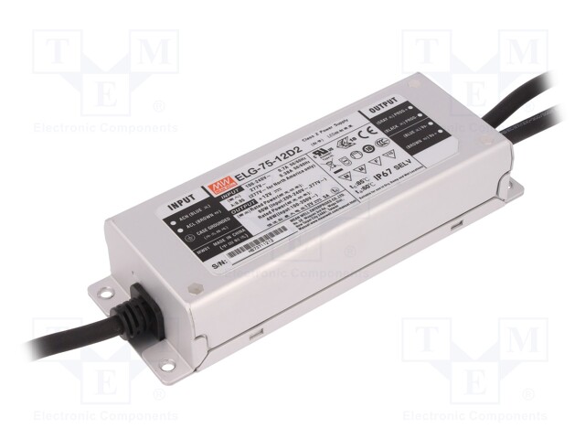 Power supply: switched-mode; LED; 60W; 12VDC; 5A; 100÷305VAC; IP67