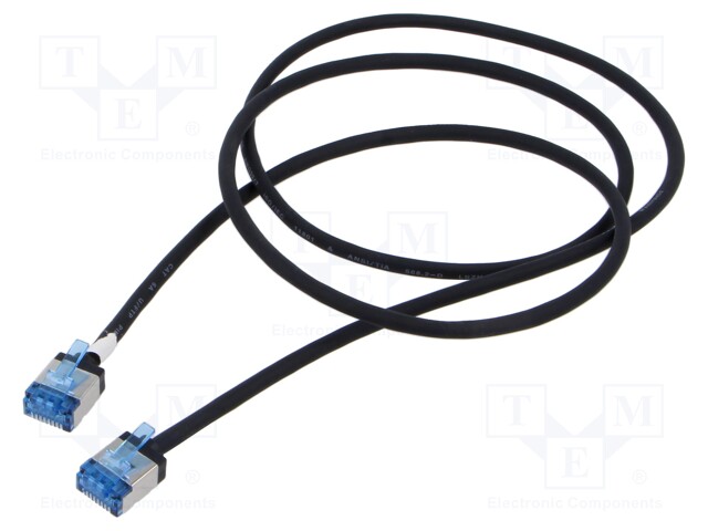 Patch cord; U/FTP; 6a; stranded; Cu; LSZH; black; 1m; 32AWG; -20÷75°C