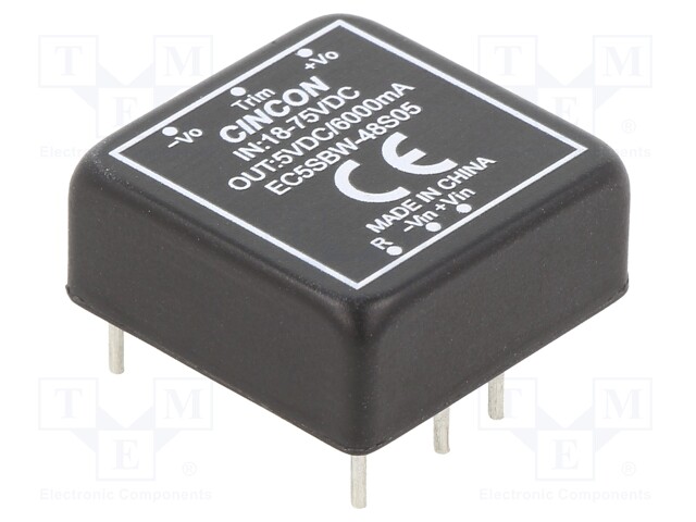 Converter: DC/DC; 30W; Uin: 18÷75V; 5VDC; Iout: 6000mA; 18g; 270kHz