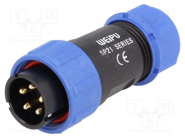 Plug; male; SP21; PIN: 5; IP68; 7÷12mm; soldering; for cable; 500V
